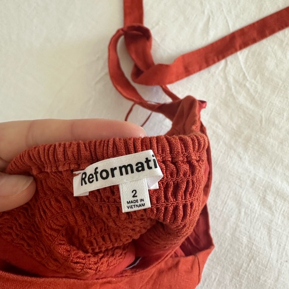 Reformation Red/Rust Malika Linen Halter Top - Picture 5 of 5
